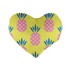 Summer Pineapple Seamless Pattern Standard 16  Premium Flano Heart Shape Cushions by Sobalvarro