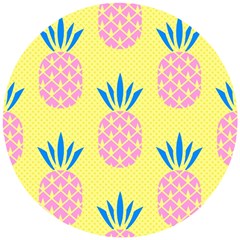 Summer Pineapple Seamless Pattern Wooden Puzzle Round by Sobalvarro