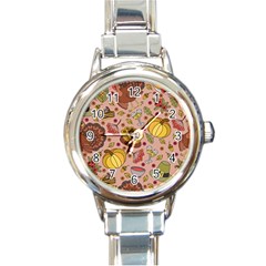 Thanksgiving Pattern Round Italian Charm Watch by Sobalvarro