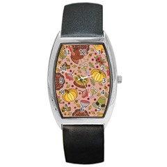 Thanksgiving Pattern Barrel Style Metal Watch