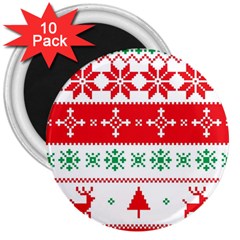 Ugly Christmas Sweater Pattern 3  Magnets (10 Pack)  by Sobalvarro