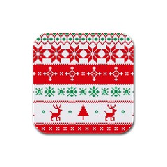 Ugly Christmas Sweater Pattern Rubber Square Coaster (4 Pack)  by Sobalvarro