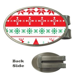 Ugly Christmas Sweater Pattern Money Clips (oval)  by Sobalvarro