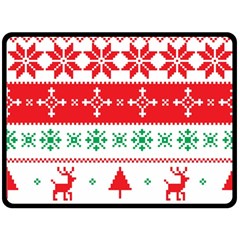 Ugly Christmas Sweater Pattern Double Sided Fleece Blanket (large)  by Sobalvarro