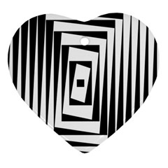 Background Black White Design Heart Ornament (two Sides)