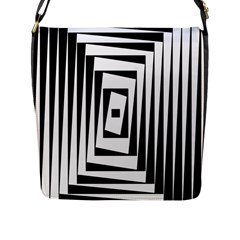 Background Black White Design Flap Closure Messenger Bag (l)