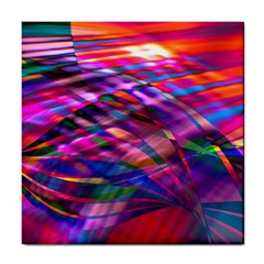 Wave Lines Pattern Abstract Tile Coaster by Alisyart