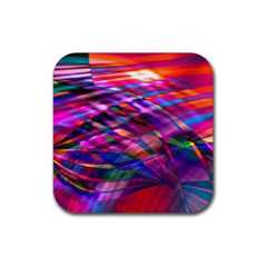 Wave Lines Pattern Abstract Rubber Coaster (square) 