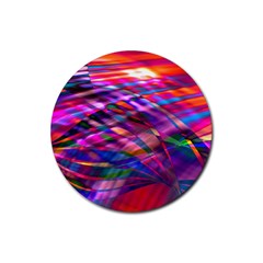 Wave Lines Pattern Abstract Rubber Round Coaster (4 Pack) 