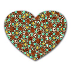 Colorful Modern Geometric Print Pattern Heart Mousepads by dflcprintsclothing
