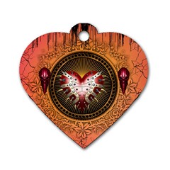 Awesome Dark Heart With Skulls Dog Tag Heart (one Side) by FantasyWorld7