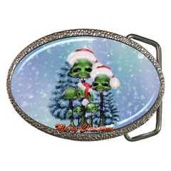 Merry Christmas, Funny Mushroom With Christmas Hat Belt Buckles