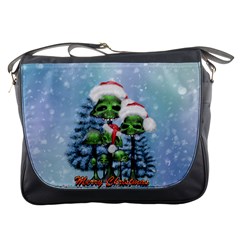 Merry Christmas, Funny Mushroom With Christmas Hat Messenger Bag by FantasyWorld7