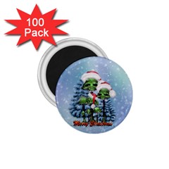 Merry Christmas, Funny Mushroom With Christmas Hat 1 75  Magnets (100 Pack)  by FantasyWorld7