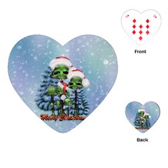 Merry Christmas, Funny Mushroom With Christmas Hat Playing Cards Single Design (heart) by FantasyWorld7