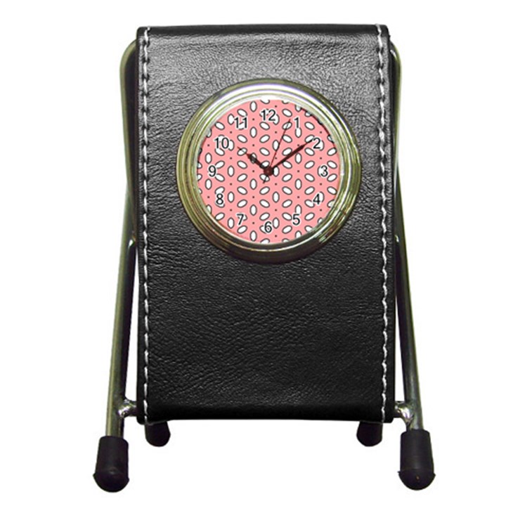 Pink Background Texture Pen Holder Desk Clock