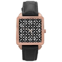 Abstract Background Arrow Rose Gold Leather Watch 