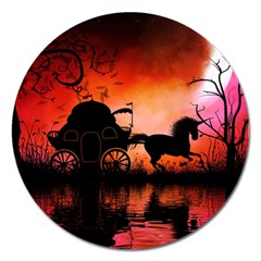Drive In The Night By Carriage Magnet 5  (round)