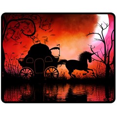 Drive In The Night By Carriage Double Sided Fleece Blanket (medium)  by FantasyWorld7