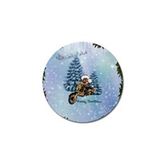 Merry Christmas, Funny Mouse On A Motorcycle With Christmas Hat Golf Ball Marker (4 Pack)