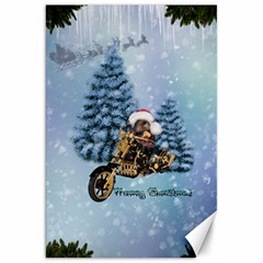 Merry Christmas, Funny Mouse On A Motorcycle With Christmas Hat Canvas 20  X 30  by FantasyWorld7