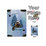 Merry Christmas, Funny Mouse On A Motorcycle With Christmas Hat Playing Cards 54 Designs (Mini) Front - Spade7