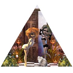 Cute Dark Fairys With Cat Wooden Puzzle Triangle by FantasyWorld7