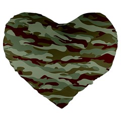 Brown And Green Camo Large 19  Premium Heart Shape Cushions by McCallaCoultureArmyShop