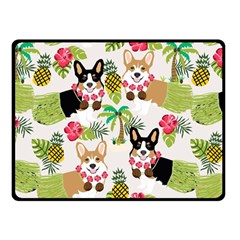 Corgis Hula Pattern Fleece Blanket (small) by Sapixe