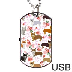 Corgis Corgi Pattern Dog Tag Usb Flash (two Sides) by Sapixe