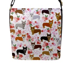 Corgis Corgi Pattern Flap Closure Messenger Bag (l) by Sapixe