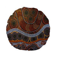 Aboriginal Traditional Pattern Standard 15  Premium Flano Round Cushions