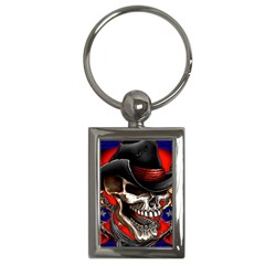 Confederate Flag Usa America United States Csa Civil War Rebel Dixie Military Poster Skull Key Chain (rectangle) by Sapixe