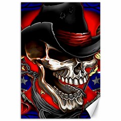 Confederate Flag Usa America United States Csa Civil War Rebel Dixie Military Poster Skull Canvas 12  X 18  by Sapixe