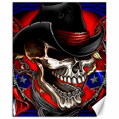 Confederate Flag Usa America United States Csa Civil War Rebel Dixie Military Poster Skull Canvas 16  X 20 
