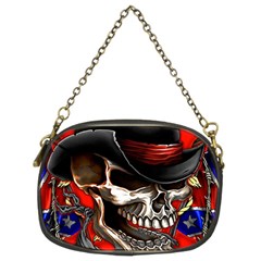 Confederate Flag Usa America United States Csa Civil War Rebel Dixie Military Poster Skull Chain Purse (two Sides) by Sapixe