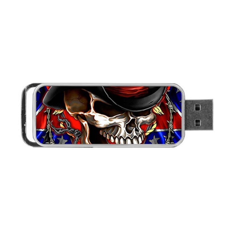 Confederate Flag Usa America United States Csa Civil War Rebel Dixie Military Poster Skull Portable USB Flash (Two Sides)