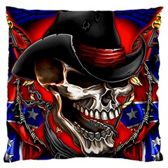 Confederate Flag Usa America United States Csa Civil War Rebel Dixie Military Poster Skull Standard Flano Cushion Case (two Sides)