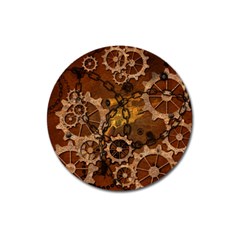 Steampunk Patter With Gears Magnet 3  (round) by FantasyWorld7