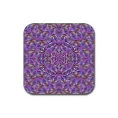 Skyscape In Rainbows And A Flower Star So Bright Rubber Coaster (square)  by pepitasart