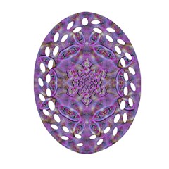 Skyscape In Rainbows And A Flower Star So Bright Ornament (oval Filigree) by pepitasart