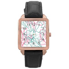 Flowers Rose Gold Leather Watch  by EvgeniaEsenina