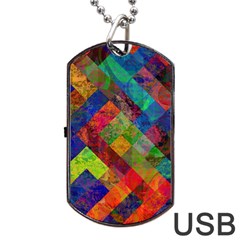 Abstract Colored Grunge Pattern Dog Tag Usb Flash (one Side) by fashionpod