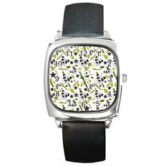 panda love Square Metal Watch