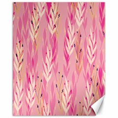 Pink Leaf Pattern Canvas 11  X 14  by designsbymallika