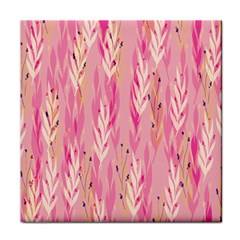 Pink Leaf Pattern Face Towel by designsbymallika