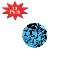 Blue Winter Tropical Floral Watercolor 1  Mini Magnet (10 Pack) 