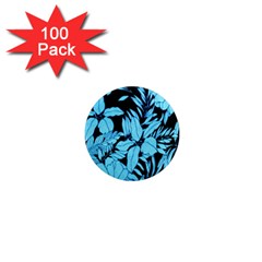 Blue Winter Tropical Floral Watercolor 1  Mini Magnets (100 Pack) 