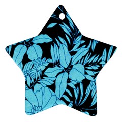 Blue Winter Tropical Floral Watercolor Star Ornament (two Sides) by dressshop