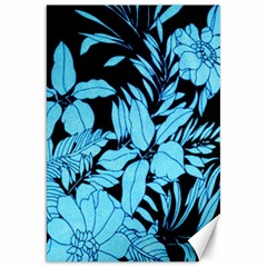 Blue Winter Tropical Floral Watercolor Canvas 20  X 30 